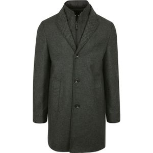 Suitable K150 Coat Wol Blend Ruit Donkergroen