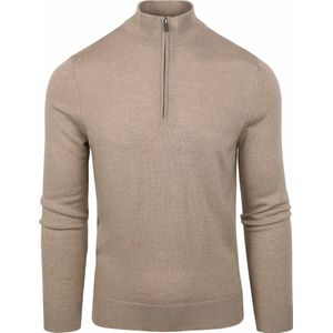 Suitable Merino Half Zip Trui Beige