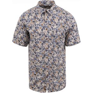 Suitable Short Sleeve Hemd Linnen Simon Blauw Beige