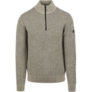 No Excess Half Zip Trui Structuur Melange Stone