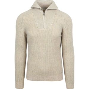 No Excess Half Zip Trui Two Coloured Melange Greige