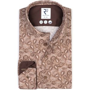 R2 Hemd Stretch Paisley Beige