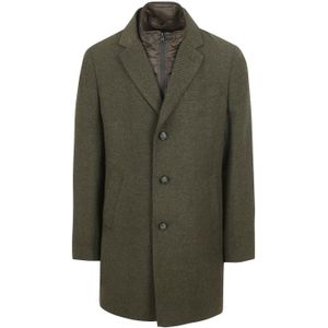 Suitable Coat Wol Twill Donkergroen