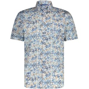 State Of Art Short Sleeve Hemd Print Blauw Beige