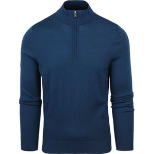 Suitabe Merino Haf Zip Trui Indigo Bauw