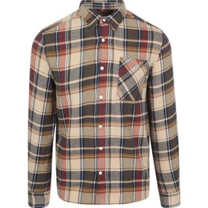 KnowledgeCotton Apparel Overhemd Flanel Ruiten Beige