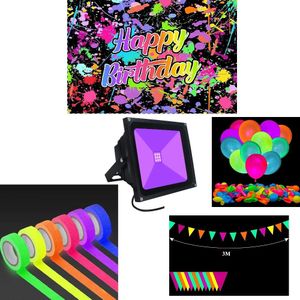 Neon UV Feestpakket - Blacklight Verlichting & Glow In The Dark Verjaardag Versiering