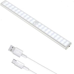 LED Kastverlichting USB - 30 cm - Met Sensor - Koel Wit