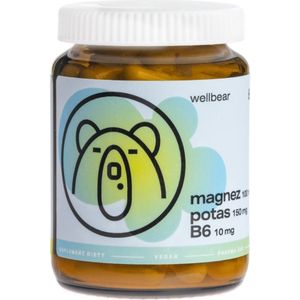 Wellbear Magnesium 100 mg + Kalium 150 mg + Vitamine B6 10 mg - 60 Capsules