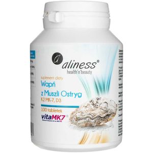 Aliness Calcium uit oesterschelp met vitamine K2 MK-7 en D3 - 100 tabletten