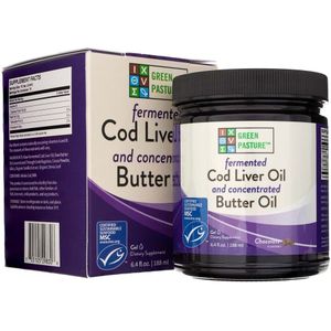 Green Pasture Gefermenteerde Levertraan en Geconcentreerde Boterolie Mengsel, Chocolade, Gel - 188 ml