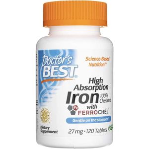 Doctor's Best IJzer met hoge absorptie en Ferrochel 27 mg - 120 tabletten