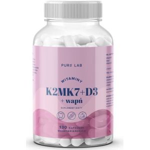 Pure Lab Vitaminen K2mk7 + D3 + Calcium - 130 Capsules