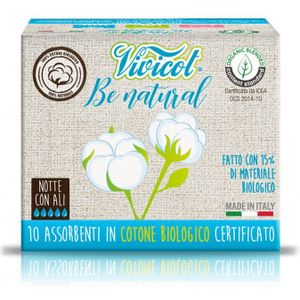 Vivicot Nachtpads met vleugels Be natural - 10 stuks