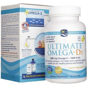 Nordic Naturals Ultimate Omega-D3, Lemon Flavor 250 mg - 60 softgels