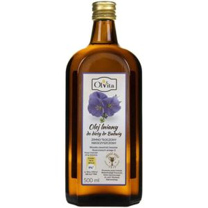 Olvita Koudgeperste lijnzaadolie voor het Dr. Budwig Dieet Ongezuiverd - 500 ml