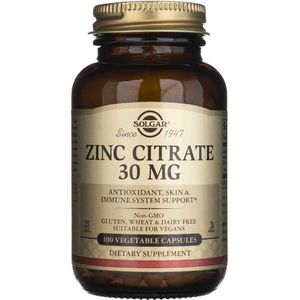 Solgar Zinkcitraat 30 mg - 100 plantaardige capsules