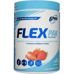 6PAK Flex Pak, gehydrolyseerd collageen + MSM + glucosaminesulfaat, St RAW bessensmaak - 400 g