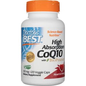 Doctor's Best CoQ10 met hoge absorptie en BioPerine 100 mg - 120 plantaardige capsules