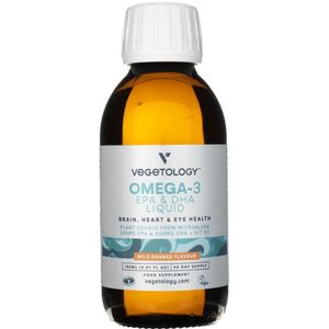 Vegetology Omega 3 EPA & DHA + Vitamine D3 Vloeibaar, Sinaasappel - 150 ml