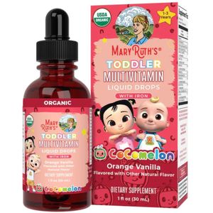 MaryRuth's CoComelon Biologische Multivitamine voor Peuters met IJzer, Sinaasappel-Vanille - 30 ml