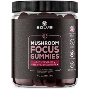 Solve Labs Mushroom Focus Lion's Mane, Framboos - 60 Gummies