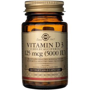 Solgar Vitamine D3 125 mcg (5000 IU) - 60 plantaardige capsules