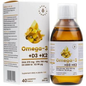 Aura Herbals Omega-3 (370 DHA) + D3 (2000IU) + K2MK7, vloeibaar - 200 ml