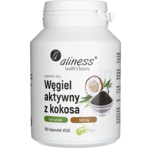Aliness Kokos Geactiveerde Houtskool - 100 plantaardige capsules