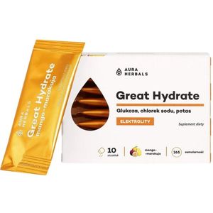 Aura Herbals Great Hydrate Elektrolyten, Mango - Passievrucht - 10 Zakjes