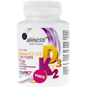 Aliness Vitamine K2 FORTE MK-7 200 µg met Natto D3 - 60 Capsules