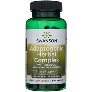 Swanson Adaptogeen Kruidencomplex met Rhodiola, Ashwagandha & Ginseng - 60 Capsules