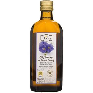 Olvita Koudgeperste Lijnzaadolie voor het Dr Budwig Dieet Ongezuiverd - 250 ml