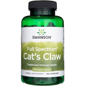 Swanson Volledig Spectrum Kattenklauw 500 mg - 100 Capsules