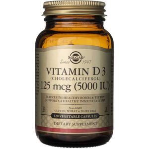 Solgar Vitamine D3 125 mcg (5000 IU) - 120 plantaardige capsules
