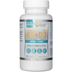 Wish Vitamine K2 MK-7 uit Natto 100 mcg + Vitamine D3 2000 IU 50 mcg - 120 tabletten