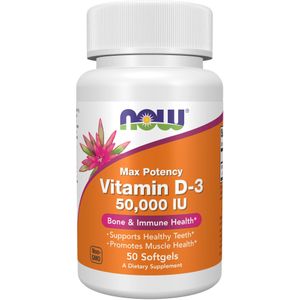 Now Foods - Vitamine D3 - 50000 IU - 50 Zachte Gels