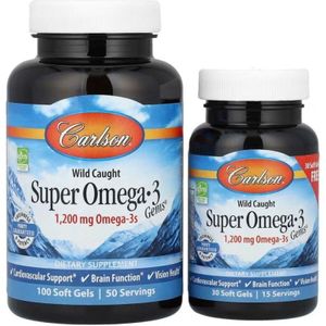 Carlson Labs Wild Caught Super Omega-3 Gems ® - 100 + 30 Capsules