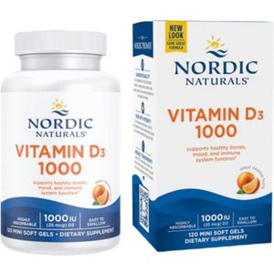 Nordic Naturals Vitamine D3 1000, Sinaasappel - 120 minicapsules