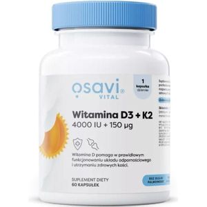 Osavi Vitamine D3 + K2,4000 IE + 150 mcg - 60 Capsules