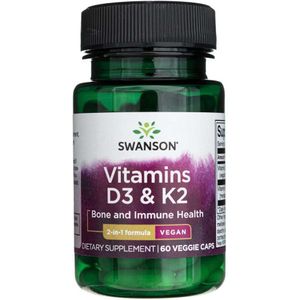Swanson Vitaminen D3 & K2 - 60 plantaardige capsules