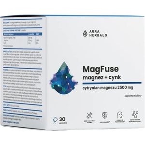 Aura Herbals MagFuse: Magnesium + Zink, Oranje - 30 Zakjes