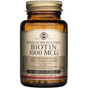 Solgar - Biotine 1000 mcg - Plantaardige Capsules - 100 Stuks