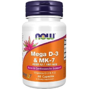 Now Foods Mega D3 4000 IU & MK-7 180 mcg - 60 Capsules