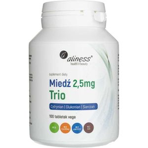 Supplement - Kopertrio - 100 Tabletten - Vegetarisch - Hoge Beschikbaarheid