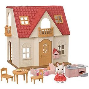 Sylvanian Families 5567 Nieuw Startershuis- poppenhuis met brievenbus- 1 speelfiguur meisje konijn- diverse accesoires