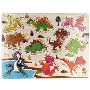 Houten Noppenpuzzel Dino, 10st.