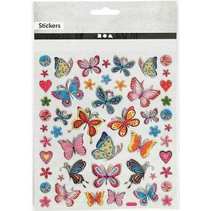 Stickers Bloemen en Vlinders, 1 Vel
