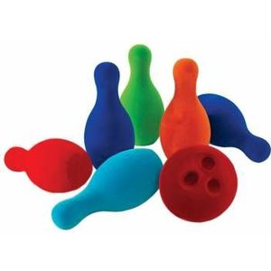 Rubbabu Bowling Set - Zacht en Kleurrijk Spel voor Baby's en Peuters (6 Pionnen, 1 Bal)