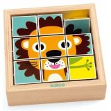 Houten Blokpuzzel (9st) - Drie verschillende puzzels met panda, leeuw en kikker
